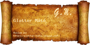 Glatter Máté névjegykártya